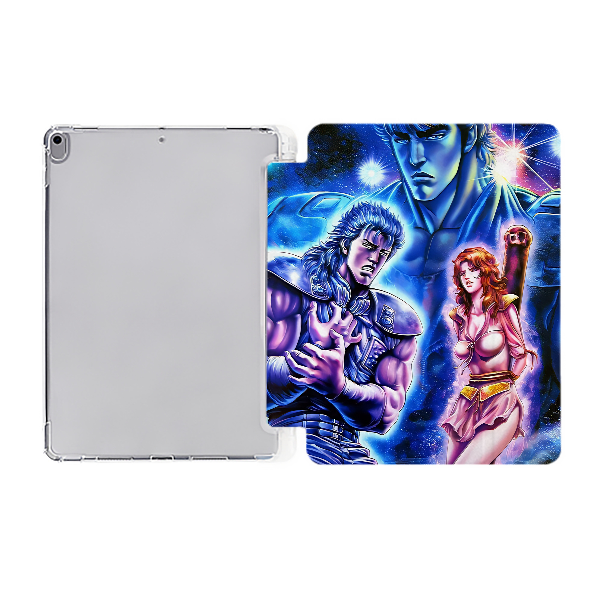 （画像用） 北斗の拳 Fist of the North Star IPad ケース ペン収納付き 三つ折りスタンド PUレザー×シリコン 対応機種9.5/10.5/10.9インチ